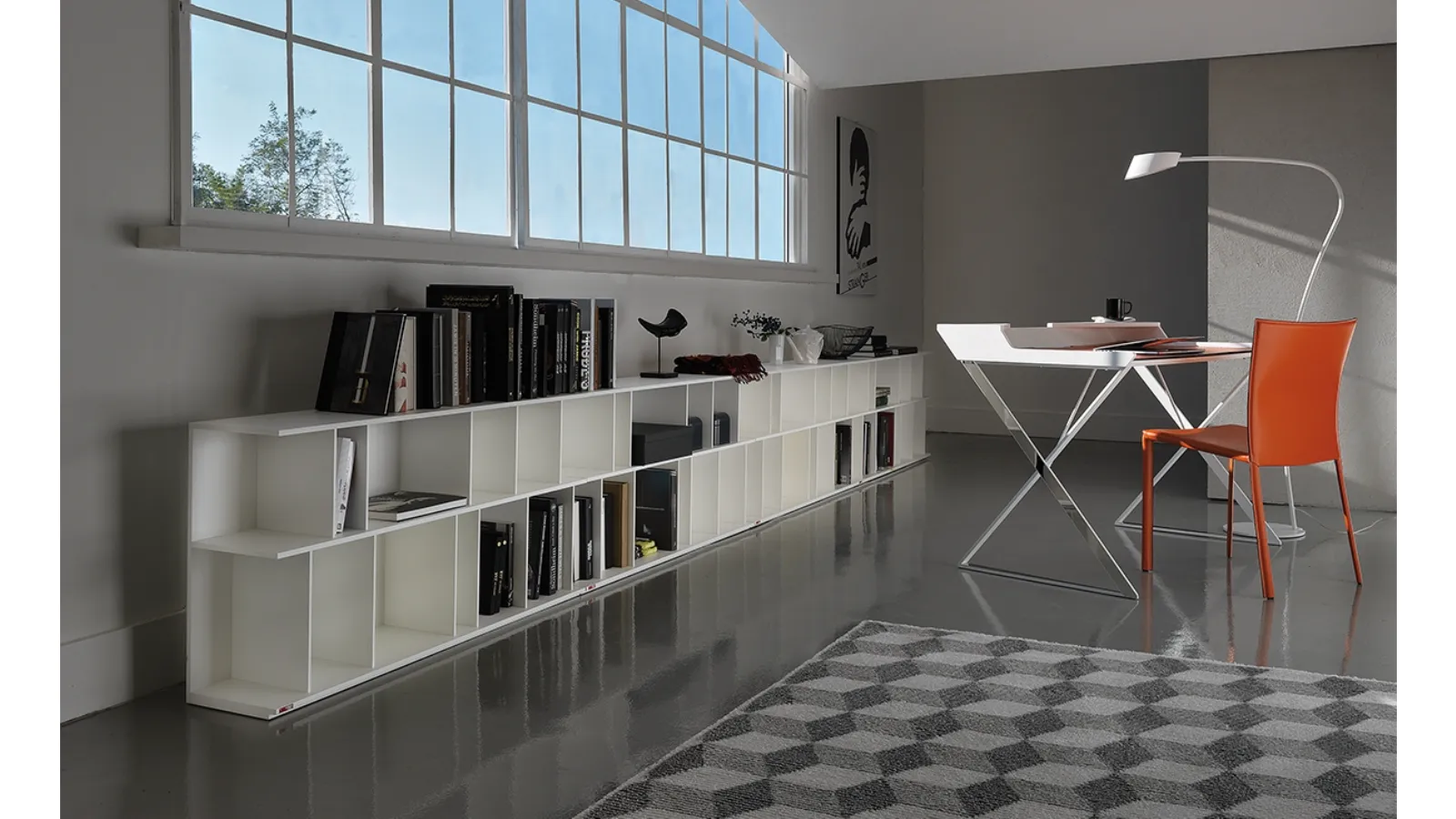 Libreria a muro in MDF laccato bianco Wally di Cattelan Italia