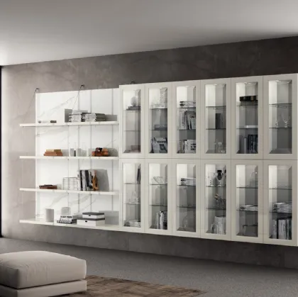 Libreria Living Exclusiva in laccato lucido Bianco Prestige di Scavolini