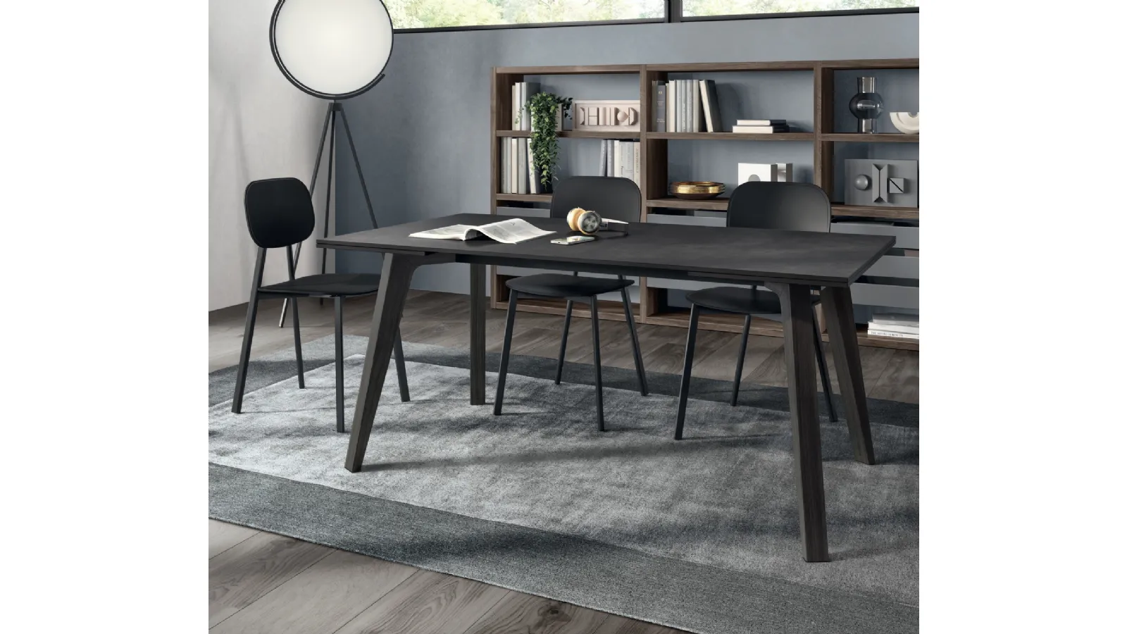 Libreria componibile Living Motus in laccato Grigio Vulcano di Scavolini