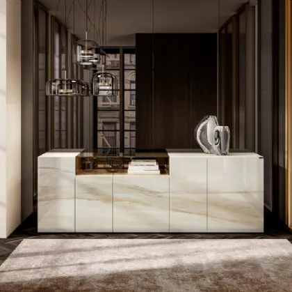 Madia 36e8 Glass 1337 in vetro con finitura marmorea Calacatta Gold di Lago