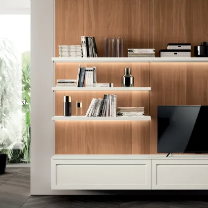 Parete Attrezzata Living Carattere in laccato opaco Bianco Prestige di Scavolini