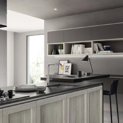 Parete Attrezzata sospesa Living Evolution in laccato Grigio di Scavolini