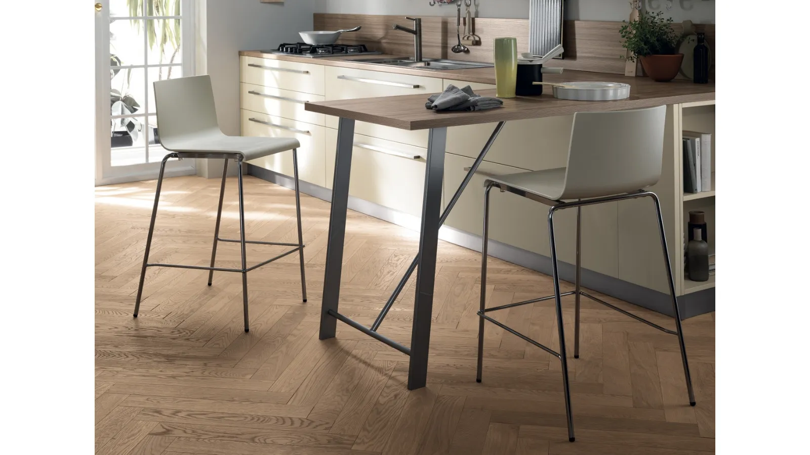 Sgabello Kuadra 1112 in tecnopolimero di Scavolini