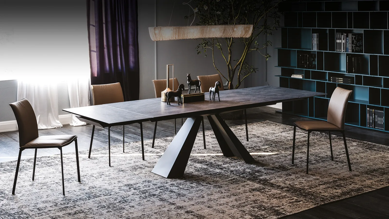 Tavolo allungabile in ceramica con base in acciaio Eliot Keramik Drive di Cattelan Italia