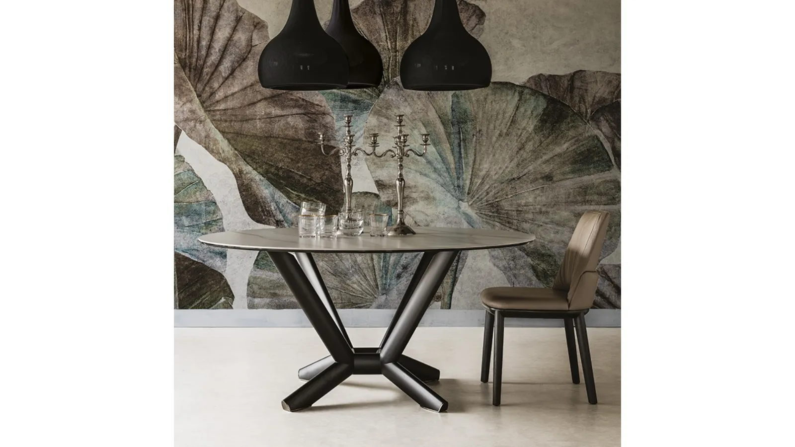 Tavolo rotondo con piano in ceramica Planer Keramic Round di Cattelan Italia