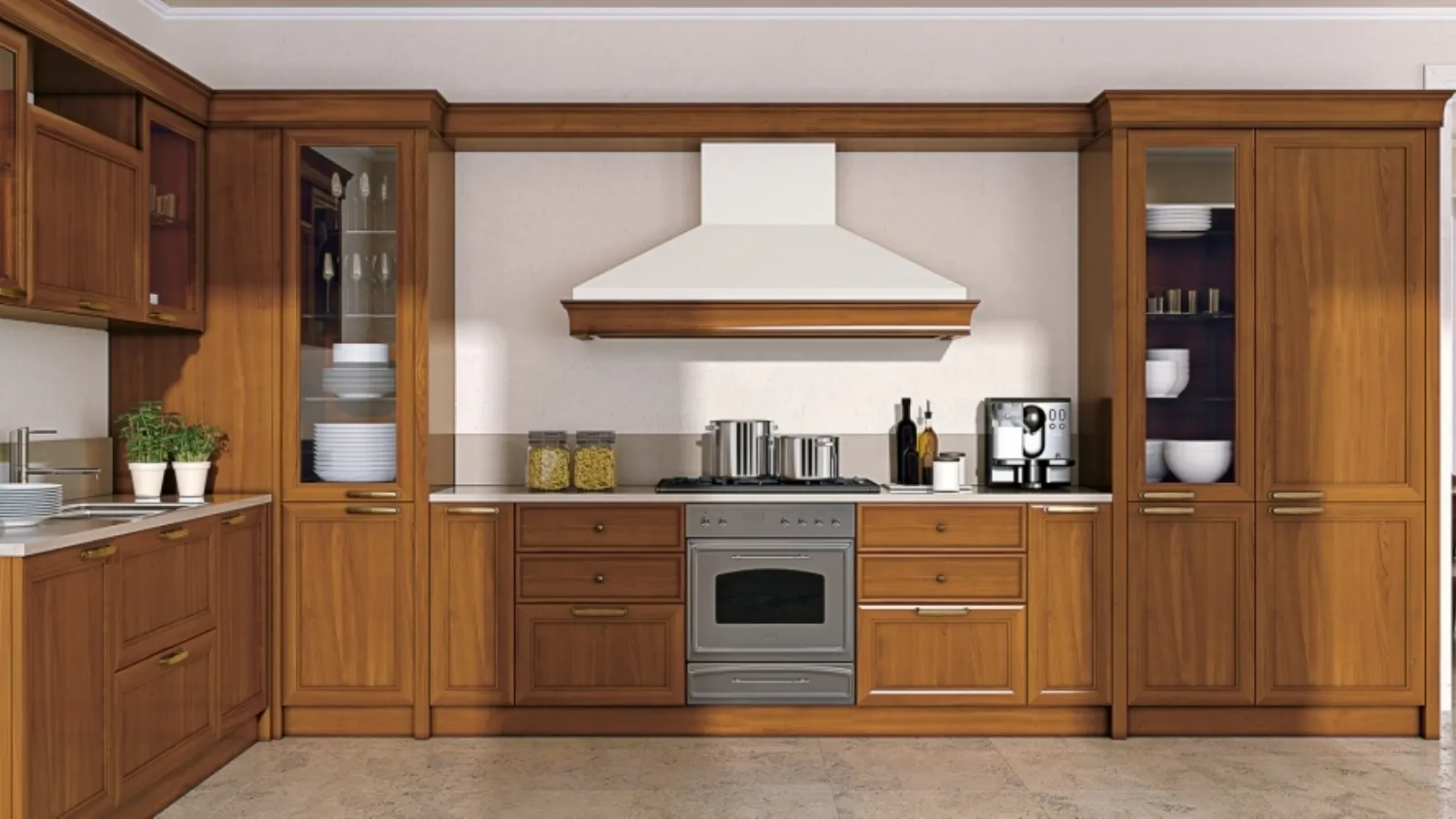 Cucina Classica angolare in legno Le Gemme composizione 4 di Le Fablier