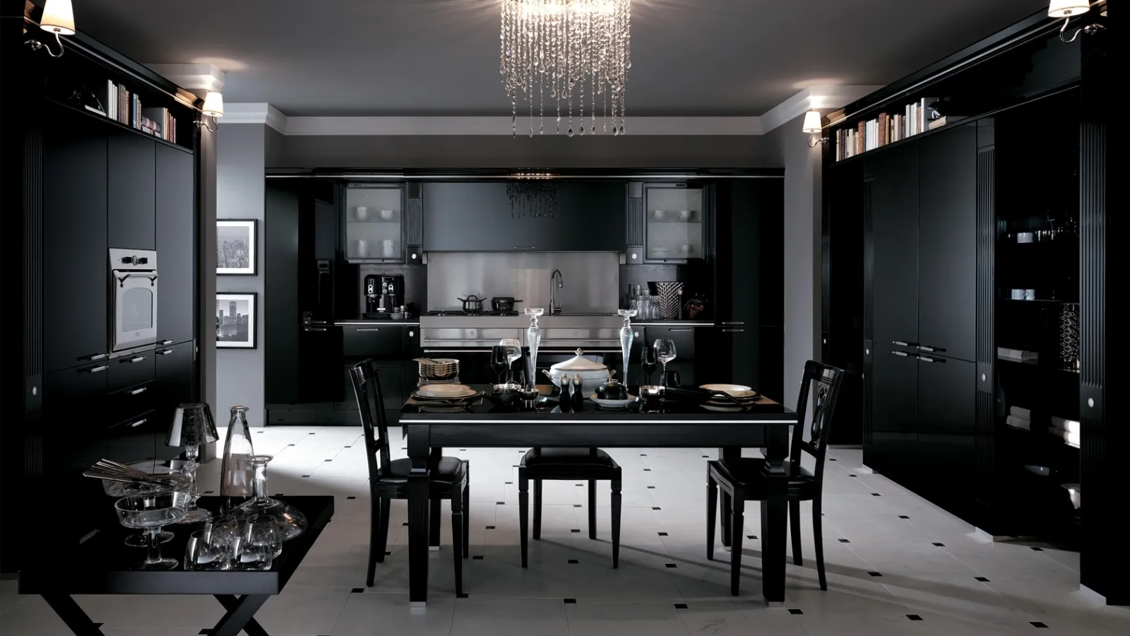 Cucina Classica Baccarat in laccato lucido Nero di Scavolini