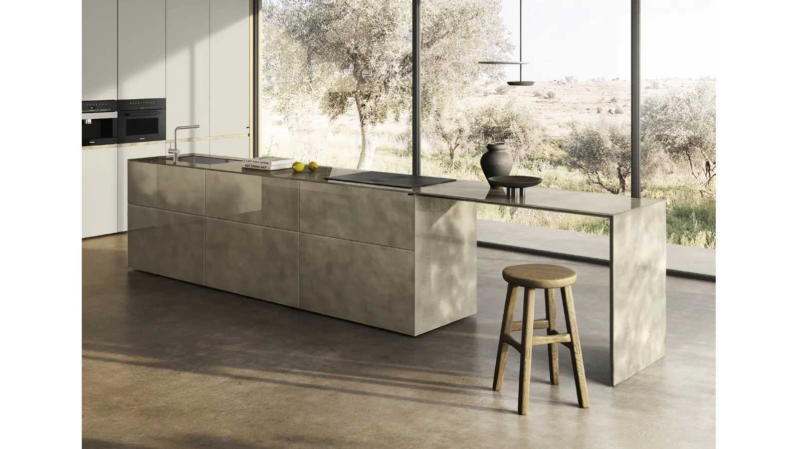 Cucina Design con isola 36e8 Cut Project 2821 di Lago