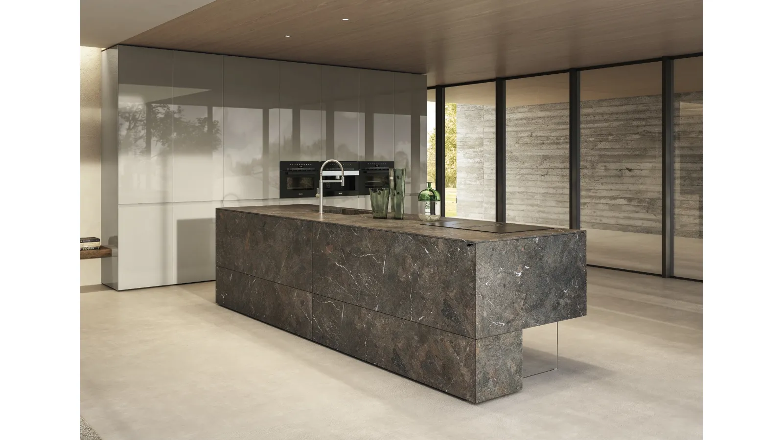 Cucina Design con isola 36e8 Cut Project 2822 di Lago