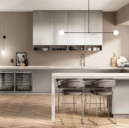 Cucina Moderna Boxi in laccato Grigio Titanio di Scavolini