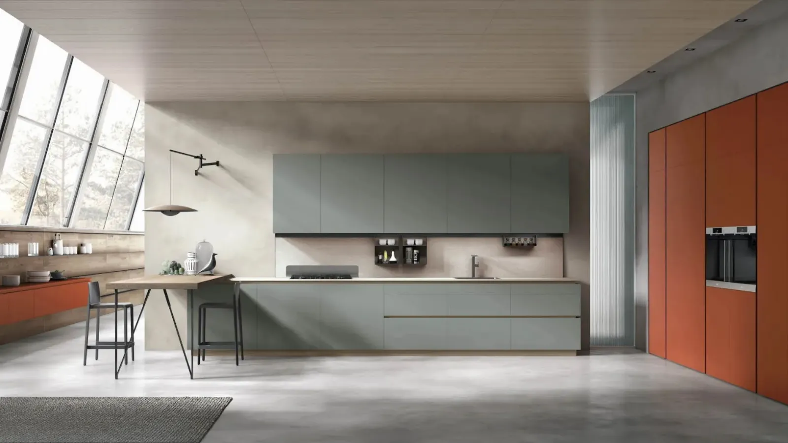 Cucina Moderna con penisola Color Trend di Stosa