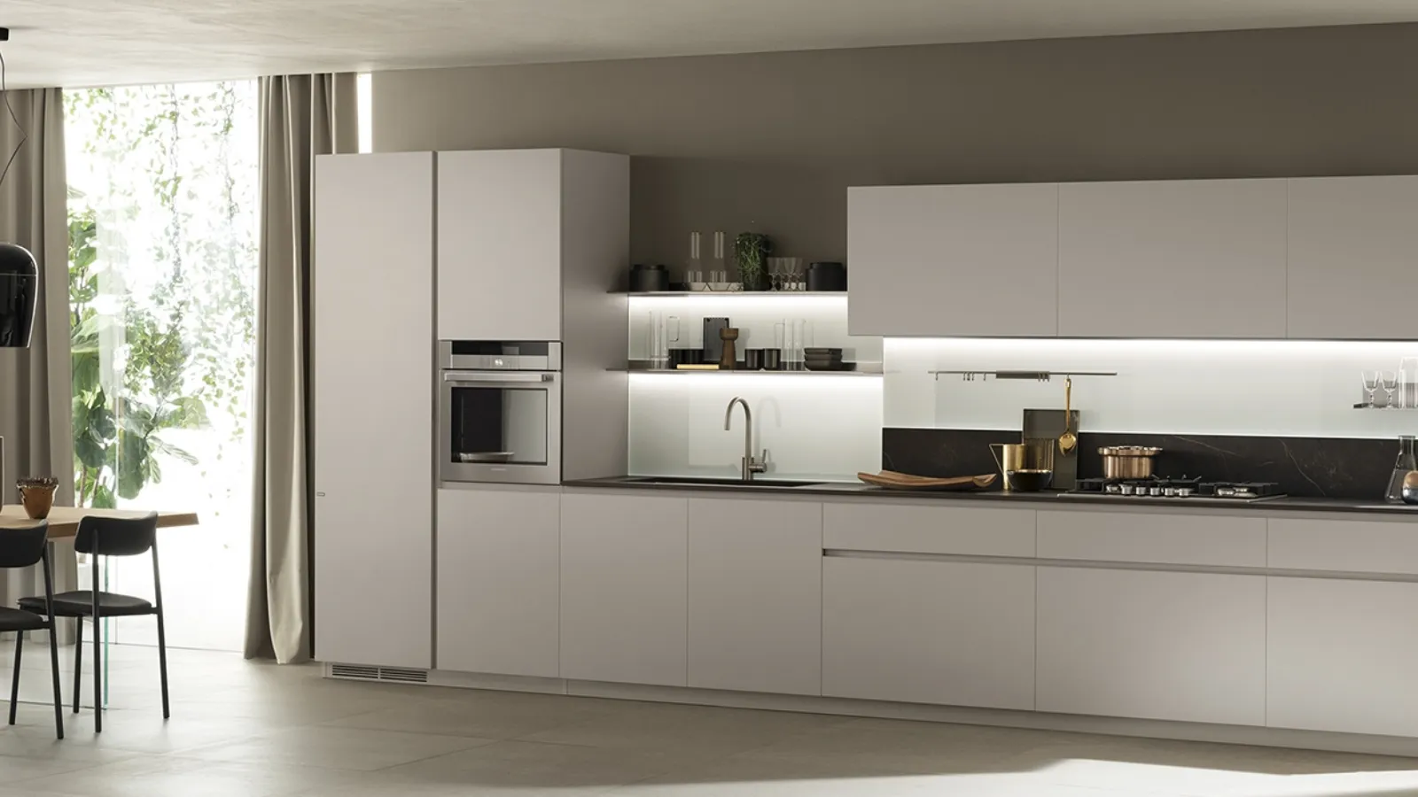 Cucina Moderna DeLinea in laccato Grigio Chiaro di Scavolini