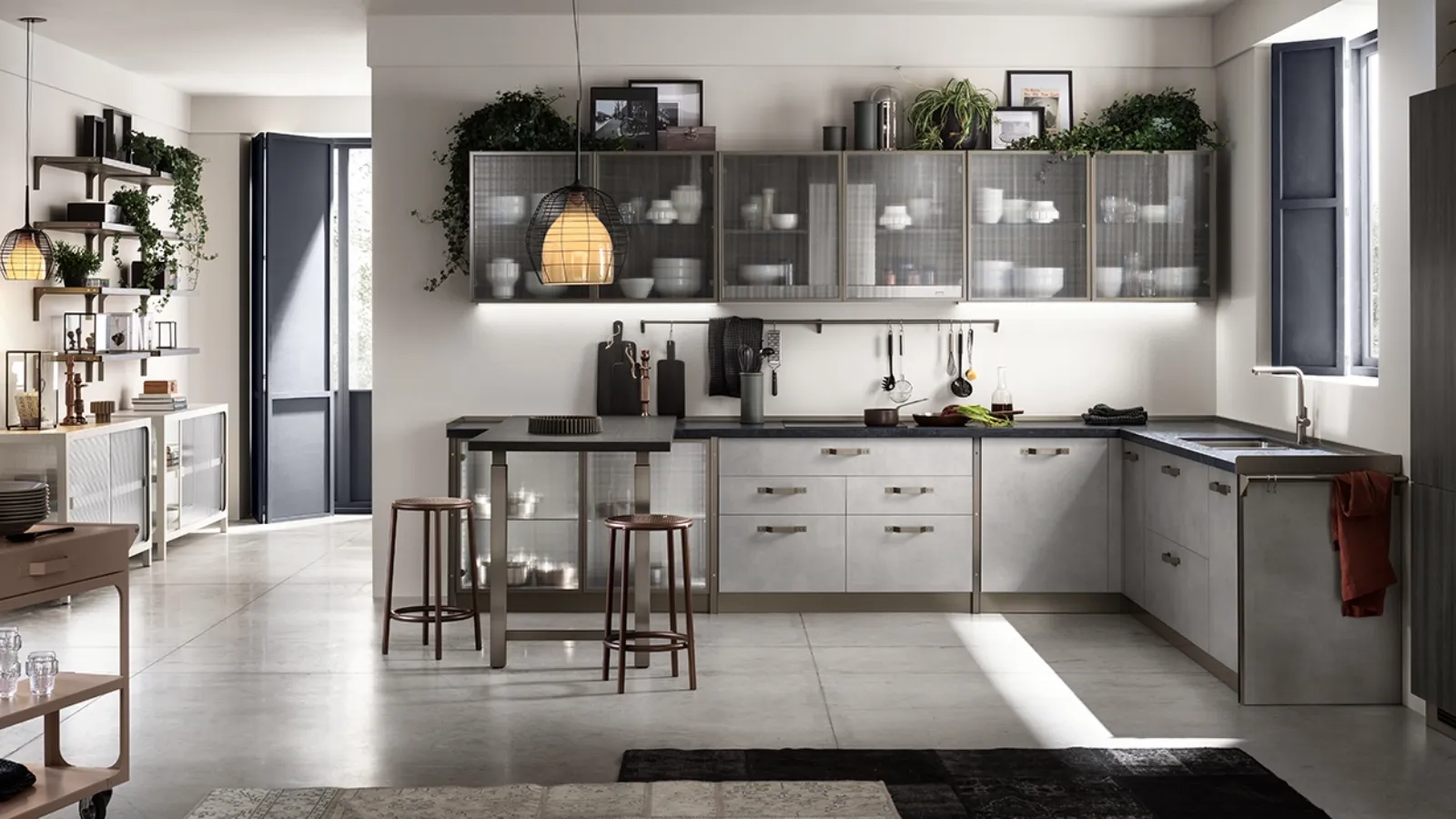 Cucina Moderna Diesel get Together Industrial Showcases di Scavolini