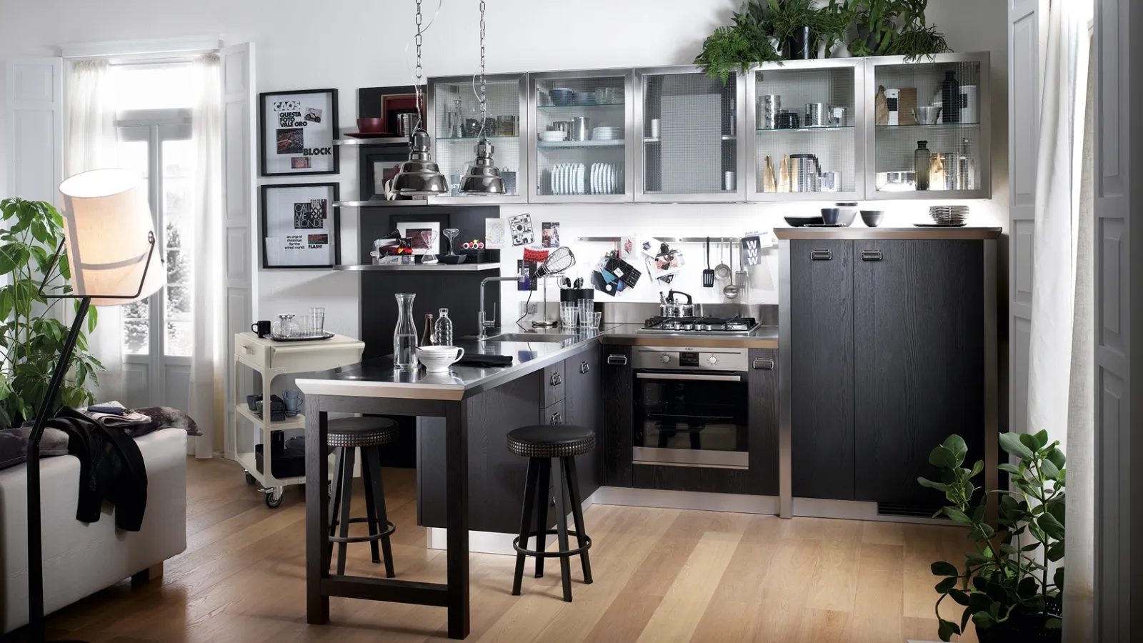 Cucina Moderna Diesel Social Kitchen in Rovere Tempera Black di Scavolini