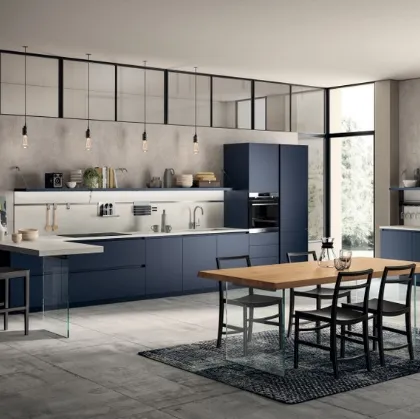 Cucina Moderna Liberamente in laccato opaco Blu Moon di Scavolini