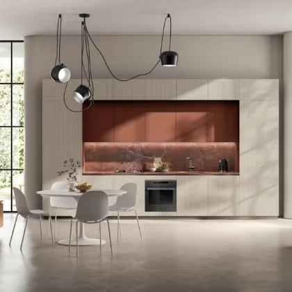 Cucina Moderna lineare Mira in laccato Tortora e Ruggine di Scavolini