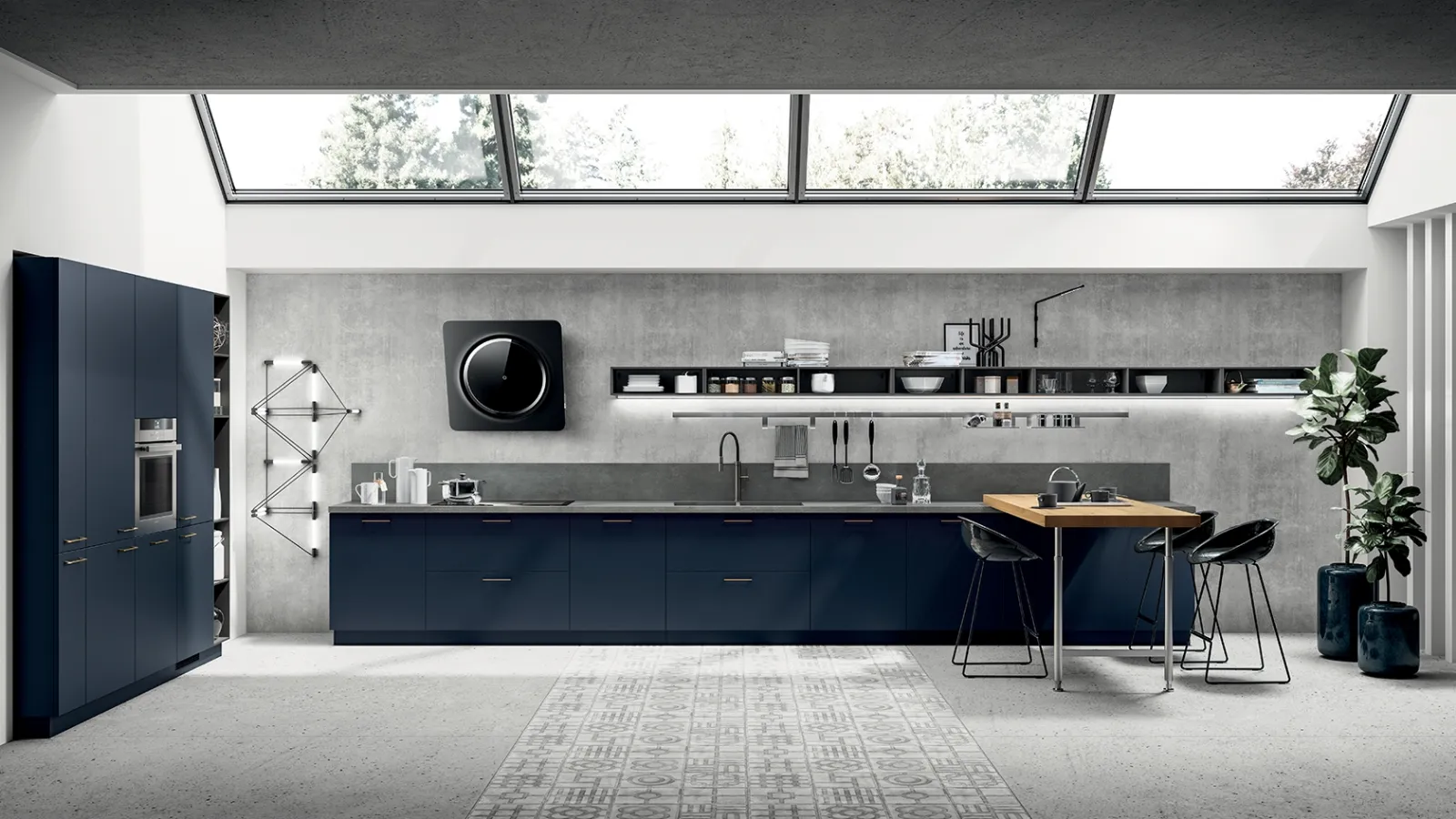 Cucina Moderna Mood in laccato Blu Moon di Scavolini