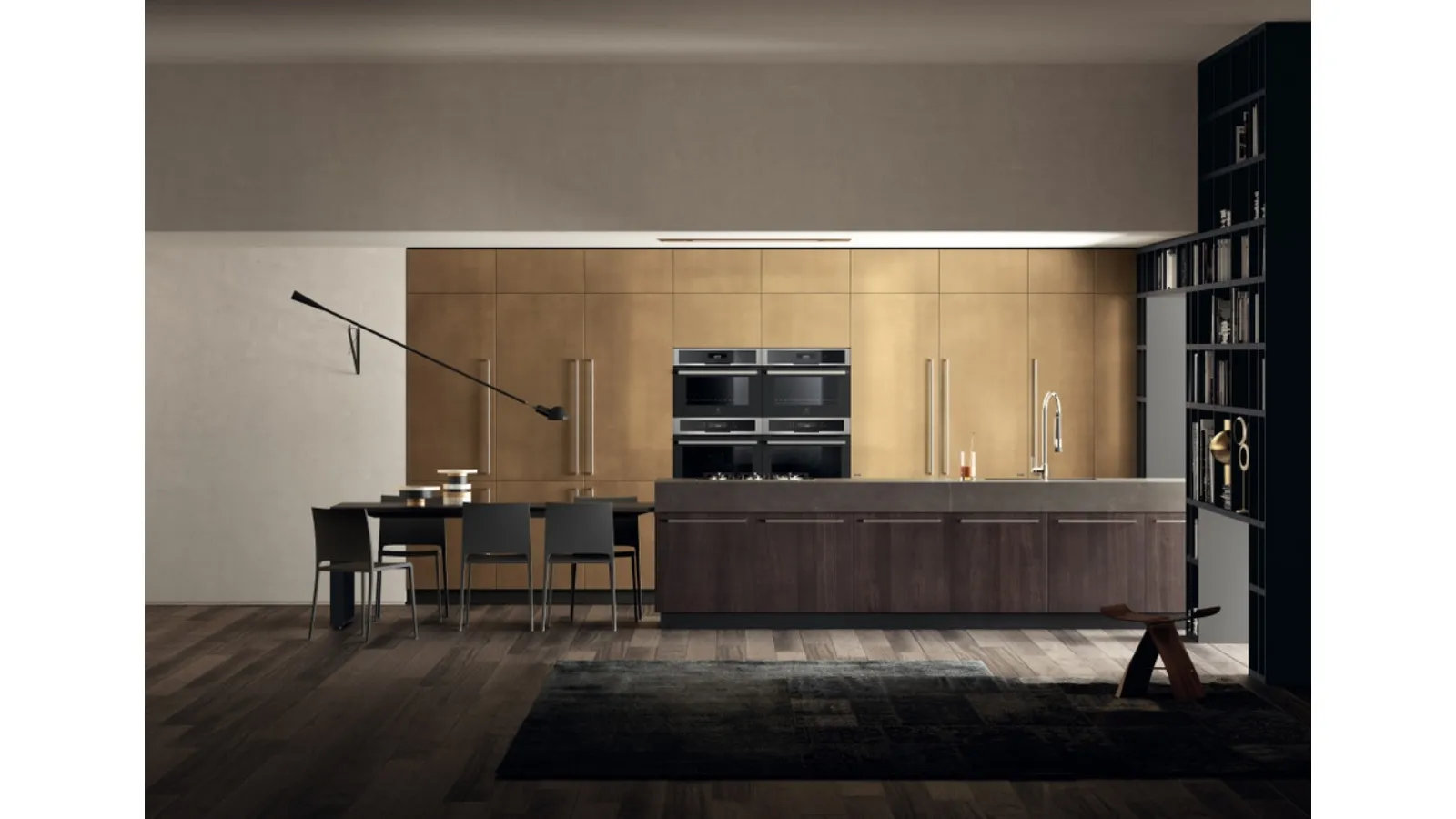 Cucina Moderna Mood Noce Saxony e laccato Stained Brass di Scavolini