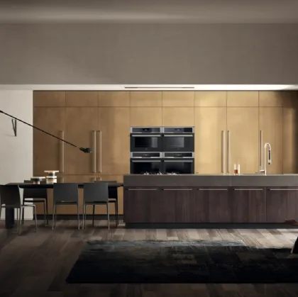 Cucina Moderna Mood Noce Saxony e laccato Stained Brass di Scavolini