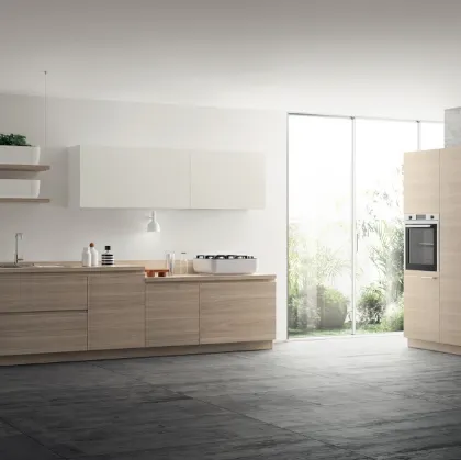 Cucina Moderna Qi in Olmo Hono e Bianco Prestige di Scavolini