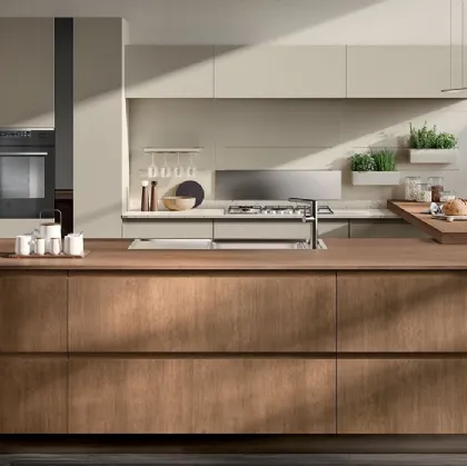 Cucina Moderna Motus in Rovere Landscape e laccato opaco Visone di Scavolini