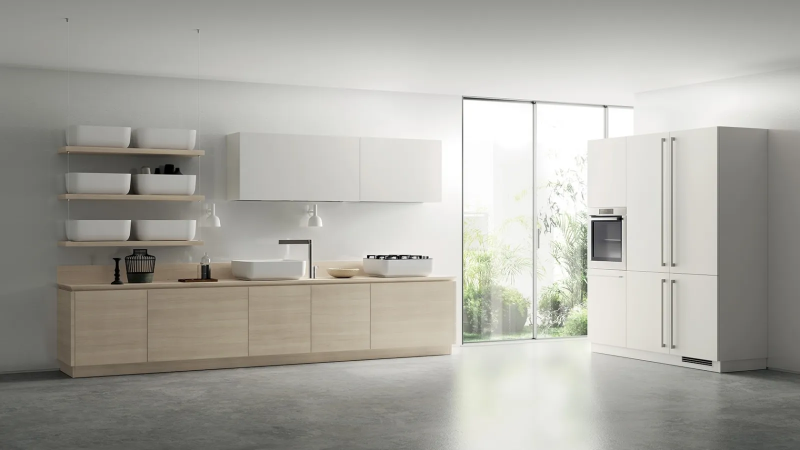 Cucina Moderna Qi in Olmo Kuuki e Bianco Puro di Scavolini