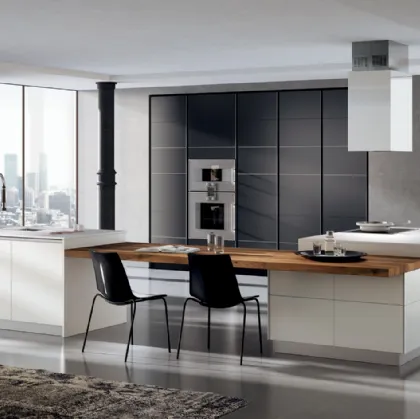 Cucina Moderna Tetrix con ante in vetro Bianco Prestige di Scavolini