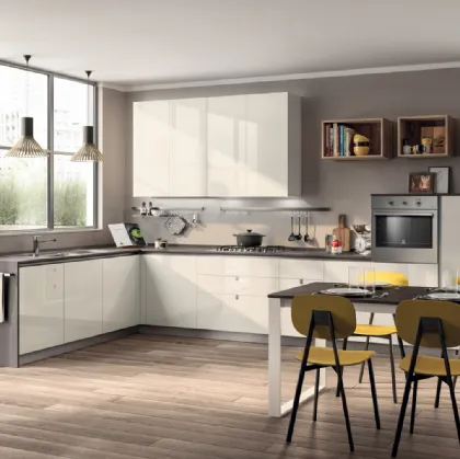 Cucina Moderna angolare Urban & Urban in laccato Bianco lucido di Scavolini